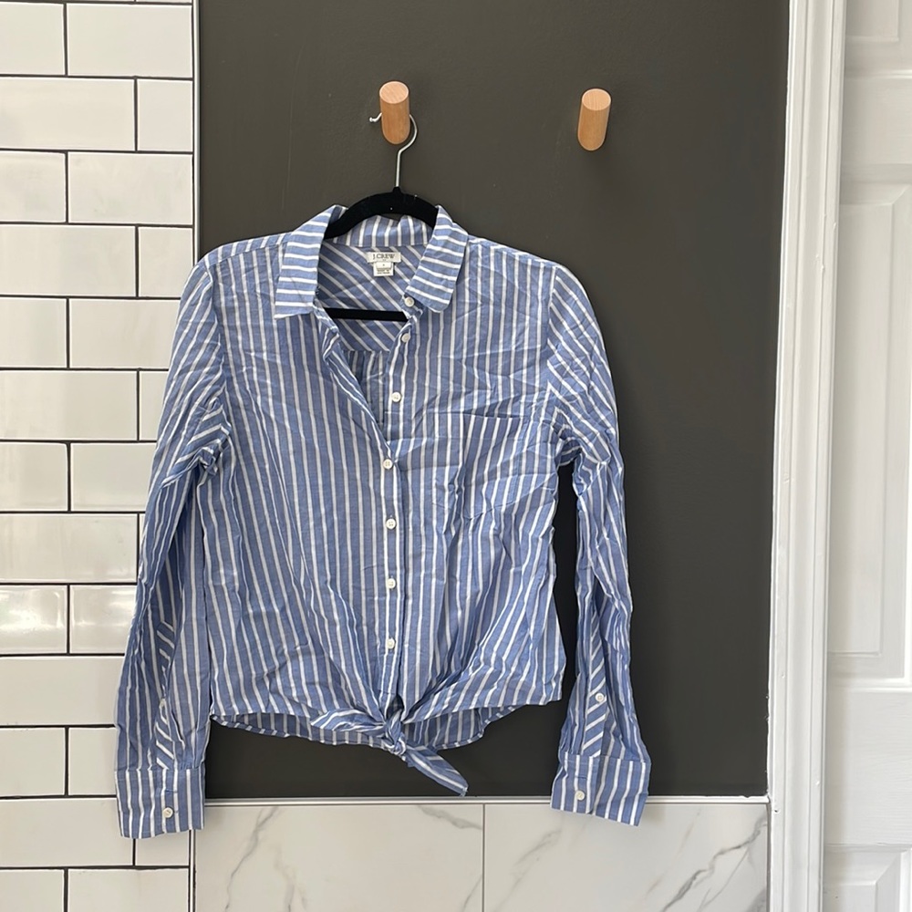 J Crew Front Tie Button Down Shirt Size S